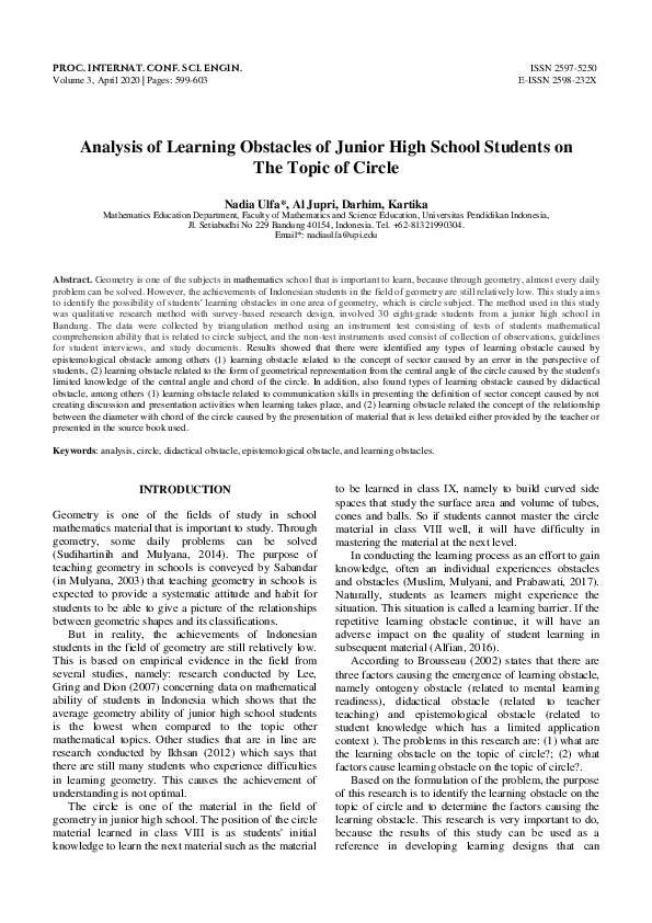 (PDF) Analysis of Learning Obstacles of Junior High School Students on ...