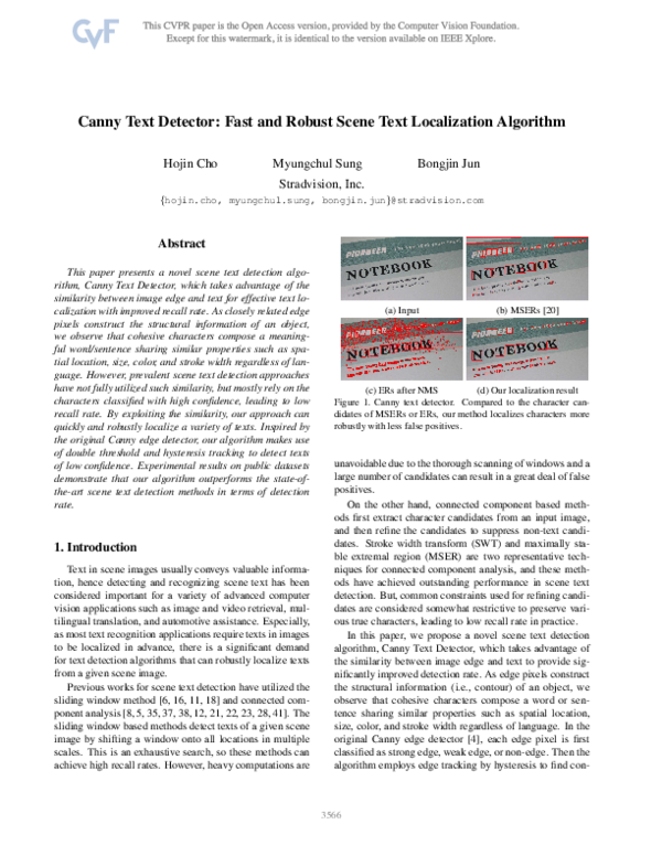 (PDF) Canny Text Detector: Fast and Robust Scene Text Localization ...