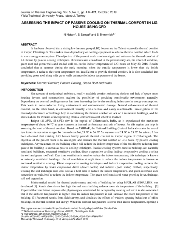 (PDF) Assessing the Impact of Passive Cooling on Thermal Comfort in Lig ...