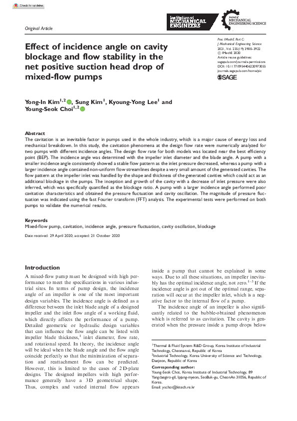 (PDF) Effect of incidence angle on cavity blockage and flow stability ...