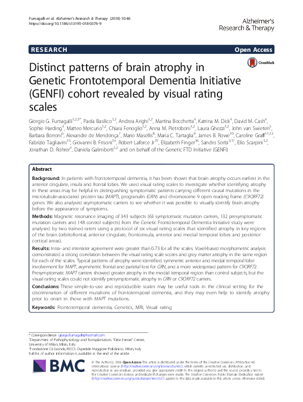 (PDF) Distinct patterns of brain atrophy in Genetic Frontotemporal ...