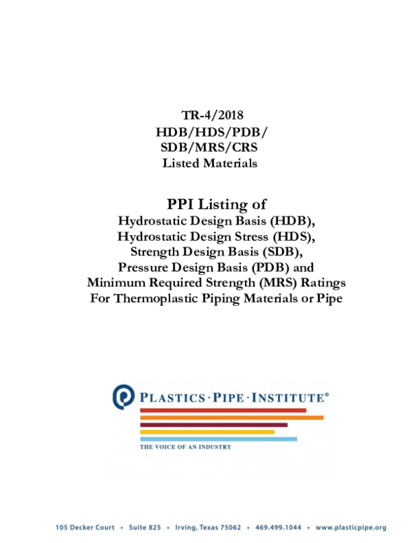 (PDF) TR4 2018 PPI Listing of Hydrostatic Design Basis (HDB