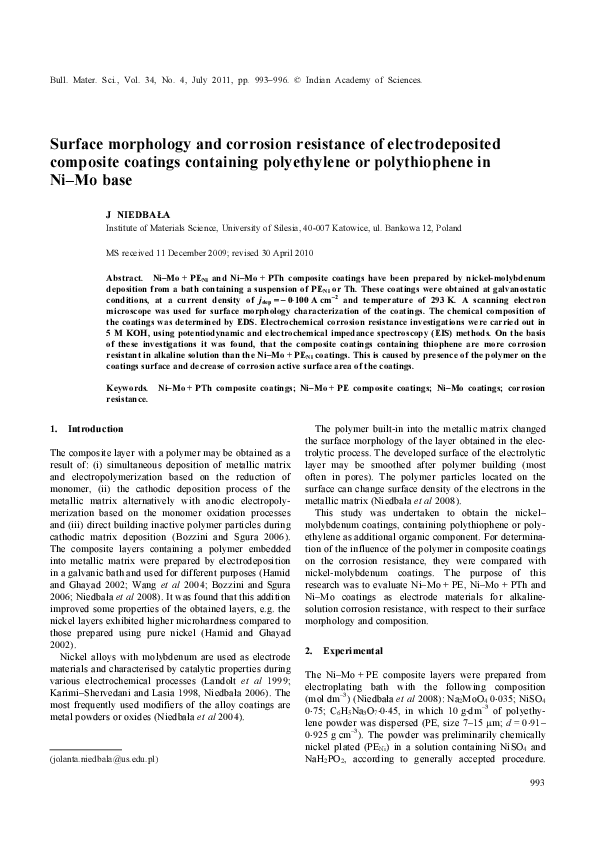 (PDF) Surface morphology and corrosion resistance of electrodeposited ...