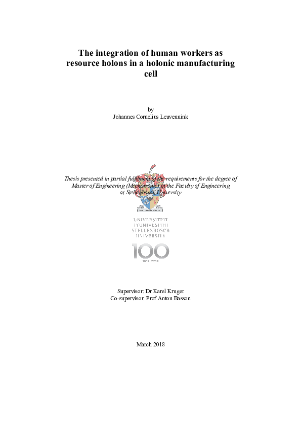 (PDF) The integration of human workers as resource holons in a holonic ...