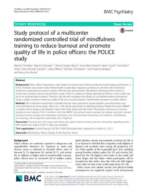 (PDF) Study protocol of a multicenter randomized controlled trial of ...