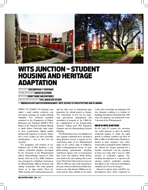 (PDF) Wits scHool of arcHitectUre and Planning