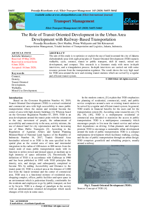 (PDF) The Role of Transit Oriented Development in the Urban Area ...