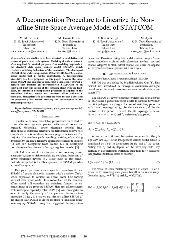 (PDF) A decomposition procedure to linearize the non-affine state space ...