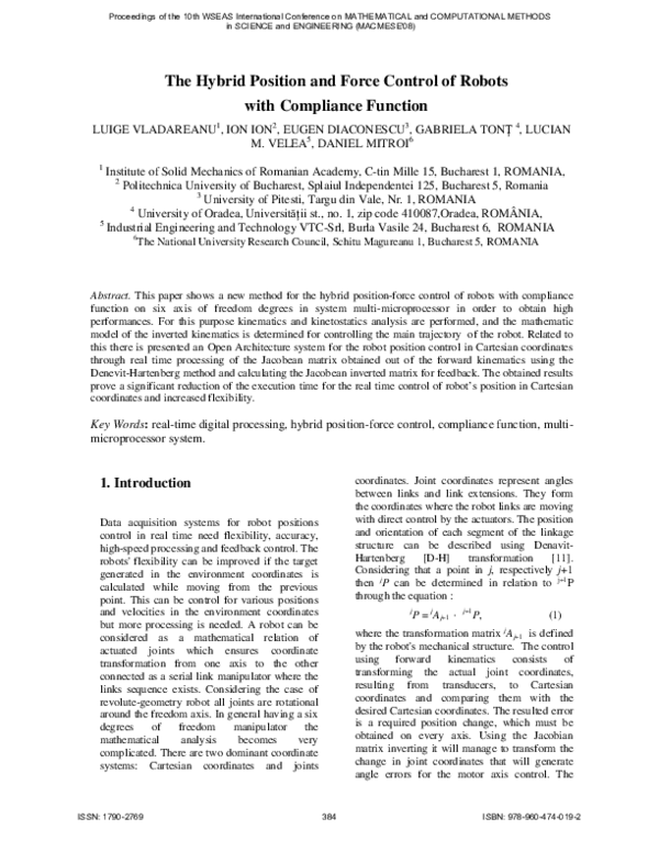 (PDF) The Hybrid Position and Force Control of Robots with Compliance ...