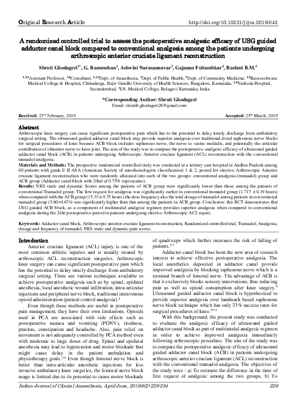 A randomized controlled trial to assess the postoperative analgesic ...