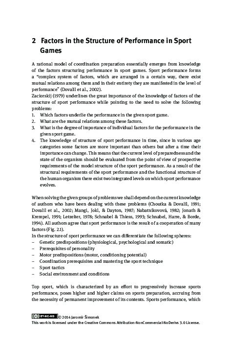 (PDF) 2 Factors in the Structure of Performance in Sport Games