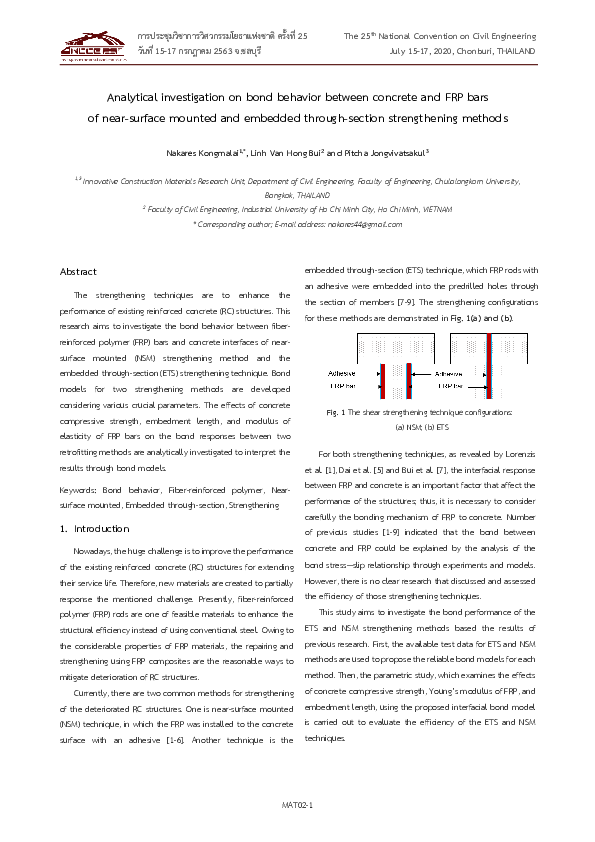 (PDF) Analytical investigation on bond behavior between concrete and ...