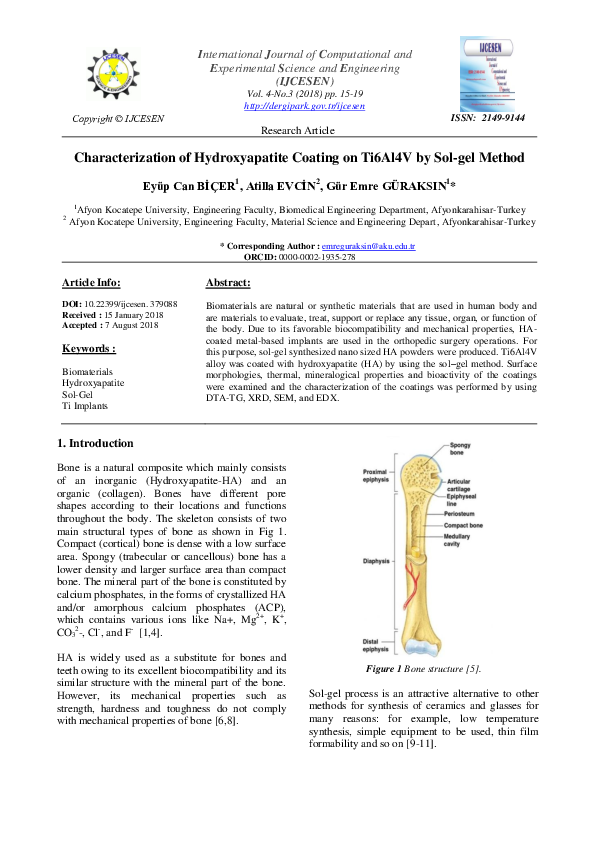 (PDF) Characterization of Hydroxyapatite Coating on Ti6Al4V by Sol-gel ...