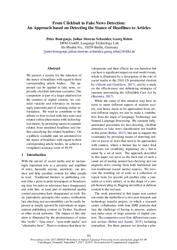 (PDF) From Clickbait to Fake News Detection: An Approach based on ...