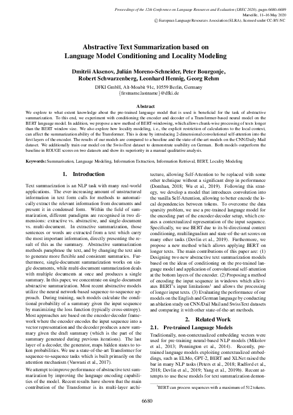 (PDF) Abstractive Text Summarization based on Language Model ...