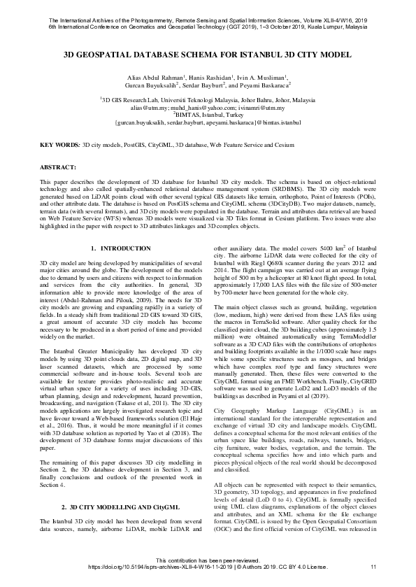 (PDF) 3D Geospatial Database Schema for Istanbul 3D City Model