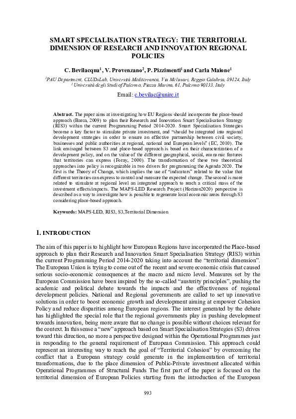 (PDF) Smart Specialisation Strategy: The Territorial Dimension of ...
