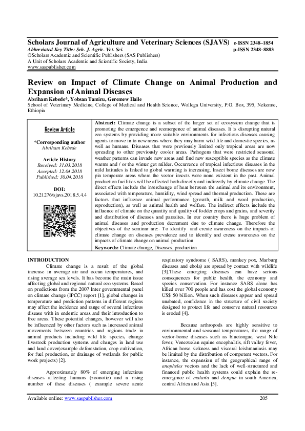 (PDF) Review on Impact of Climate Change on Animal Production and ...