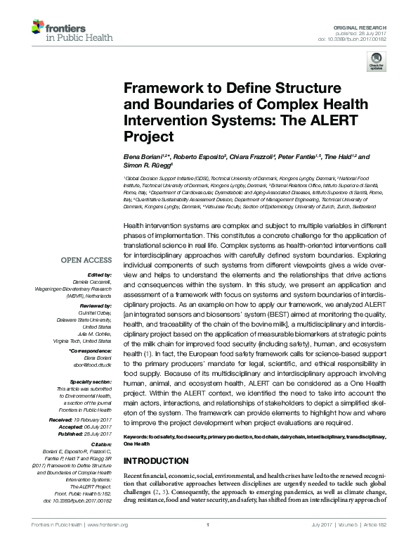 (PDF) Framework to Define Structure and Boundaries of Complex Health ...