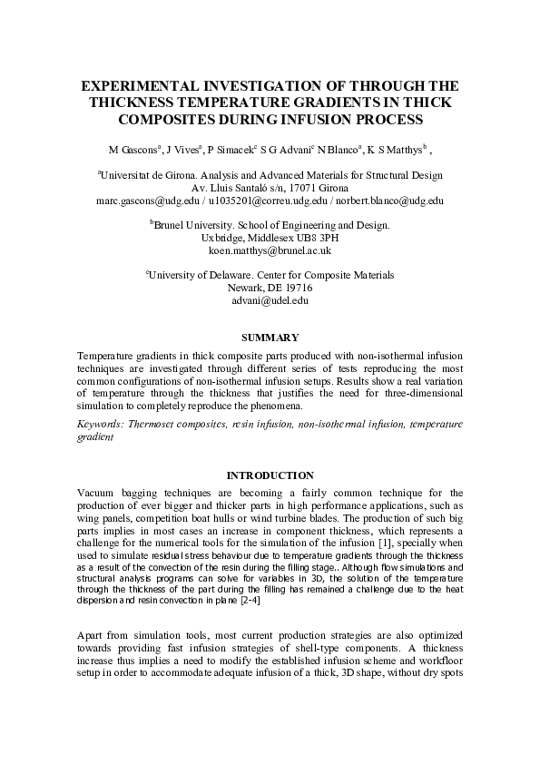 (PDF) Experimental Investigation of Through the Thickness Temperature ...