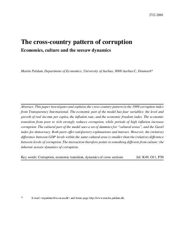 (PDF) The cross-country pattern of corruption