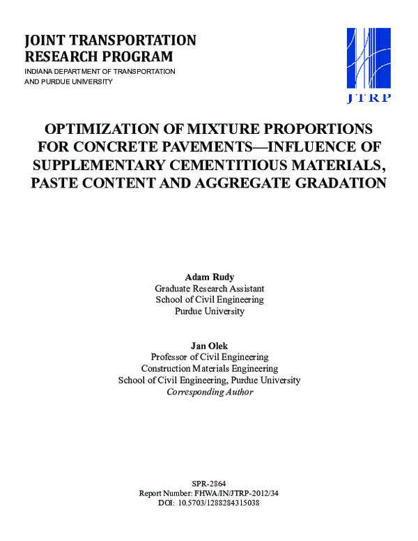 (PDF) Optimization of mixture proportions for concrete pavements ...