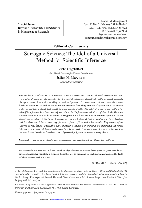 (PDF) Surrogate Science: The Idol of a Universal Method for Scientific ...