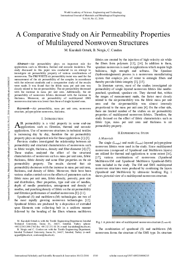 (PDF) A Comparative Study On Air Permeability Properties Of ...