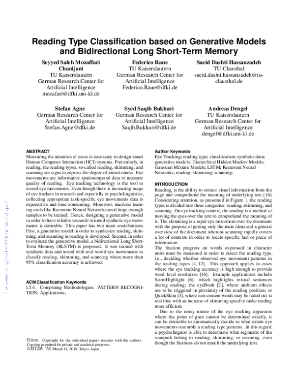 (PDF) Reading Type Classification based on Generative Models and ...