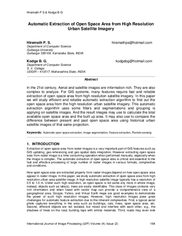 (PDF) Automatic Extraction of Open Space Area from High Resolution ...