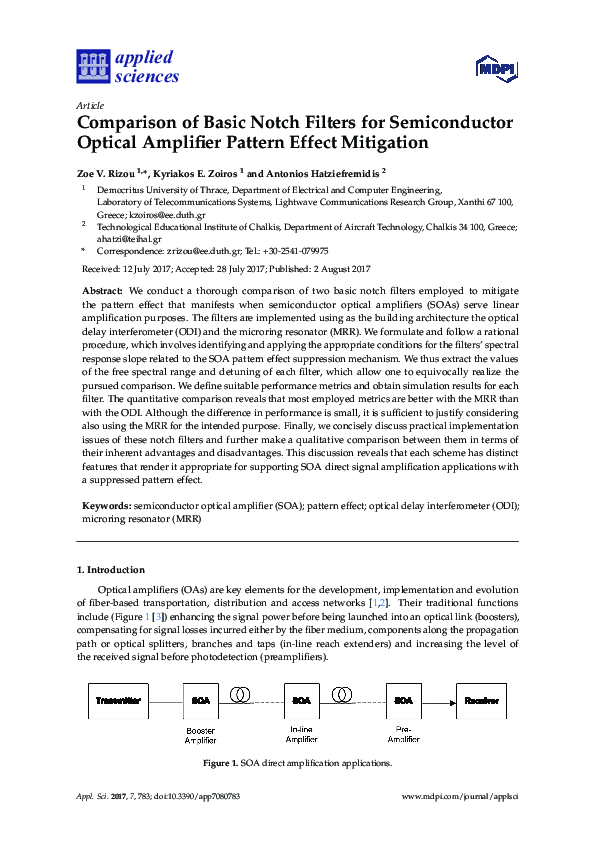 (PDF) Comparison of Basic Notch Filters for Semiconductor Optical ...