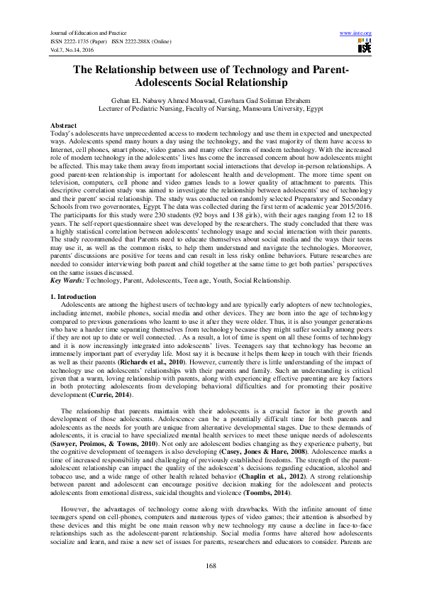 (PDF) The Relationship between Use of Technology and Parent-Adolescents ...