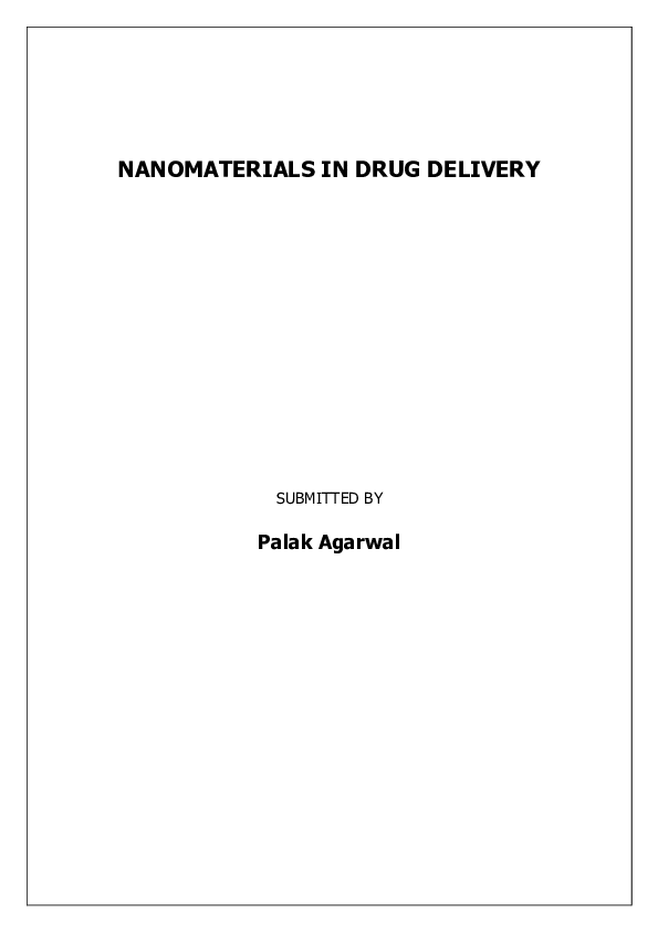 (PDF) NANOMATERIALS IN DRUG DELIVERY SUBMITTED BY