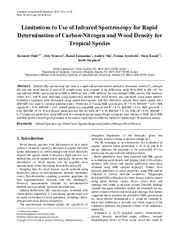 (PDF) Limitations to Use of Infrared Spectroscopy for Rapid