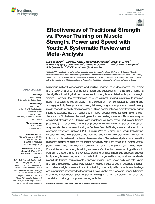 (PDF) Effectiveness of Traditional Strength vs. Power Training on