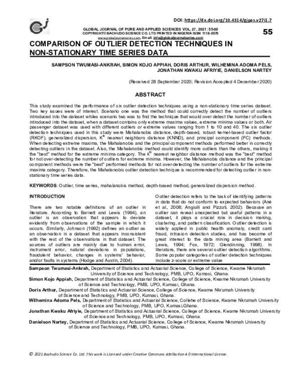 (PDF) Comparison of outlier detection techniques in non-stationary time ...