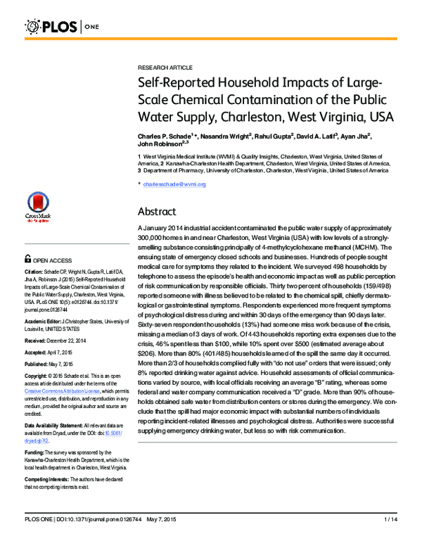 (PDF) Selfreported household impacts of largescale chemical
