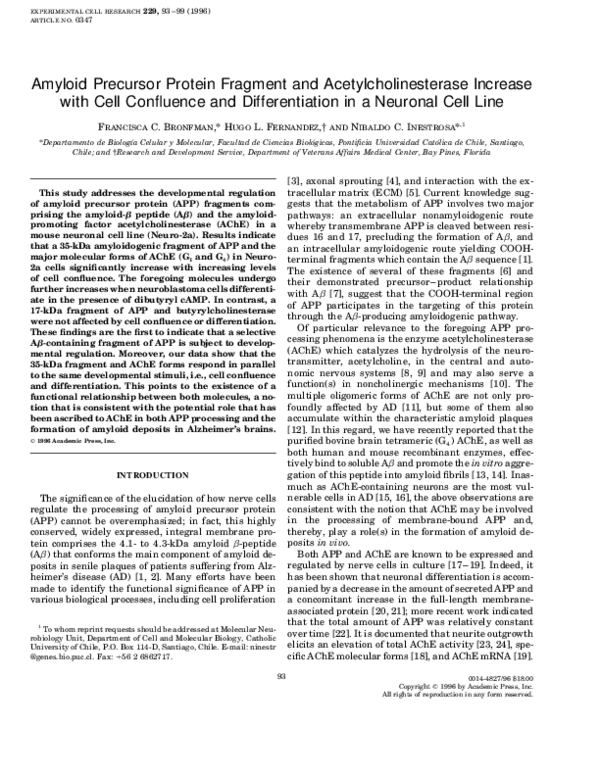 (PDF) Amyloid Precursor Protein Fragment and Acetylcholinesterase ...