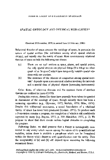 (PDF) Spatial ontology and physical modalities