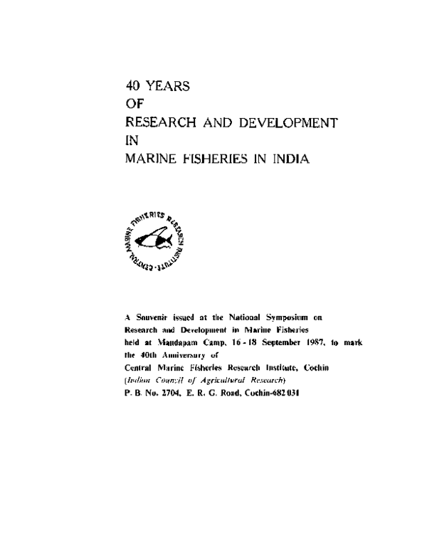 (PDF) 40 Years of Research and Development in Marine Fisheries in India