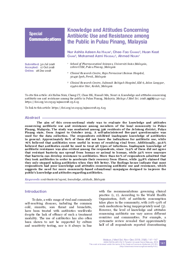 (PDF) Knowledge and Attitudes Concerning Antibiotic Use and Resistance ...