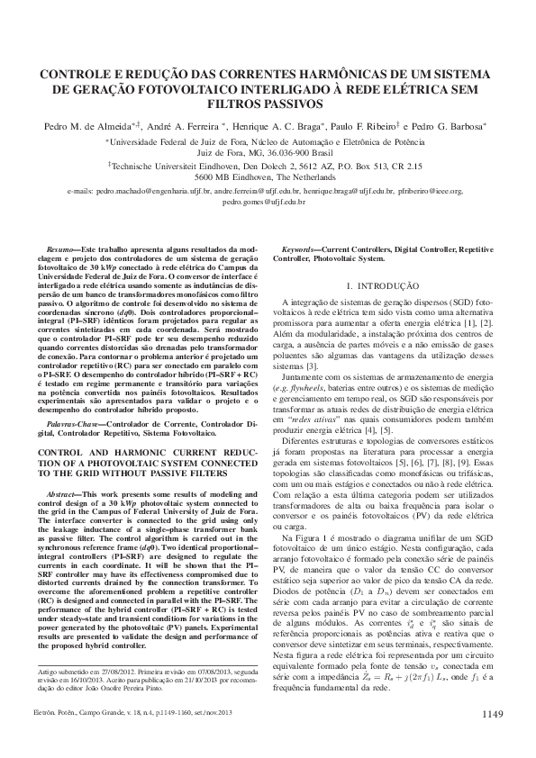 (PDF) Control And Harmonic Current Reduction Of A Photovoltaic System ...