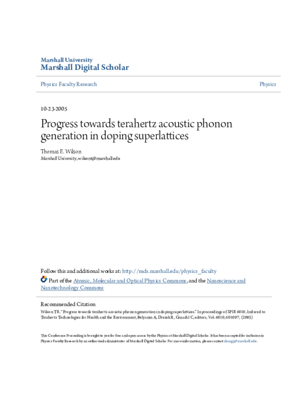 (PDF) Progress towards terahertz acoustic phonon generation in doping ...