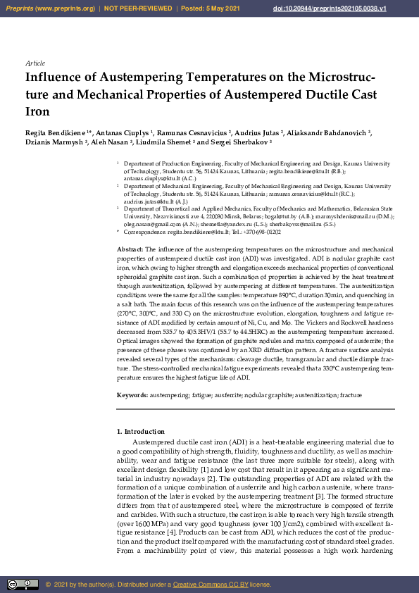 (PDF) Influence of Austempering Temperatures on the Microstructure and ...