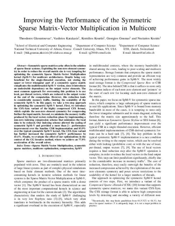 (PDF) Improving the Performance of the Symmetric Sparse Matrix-Vector ...