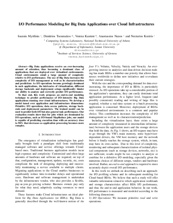 (PDF) I/O Performance Modeling for Big Data Applications over Cloud ...