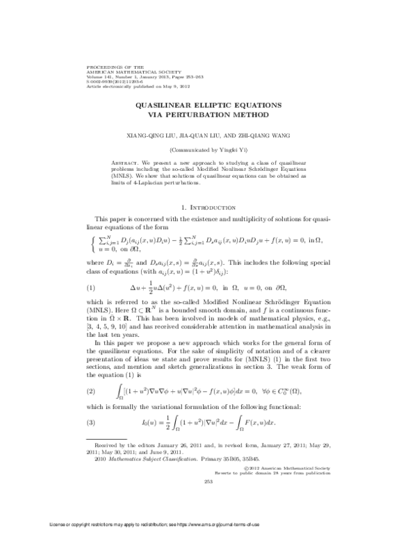 (PDF) Quasilinear elliptic equations via perturbation method