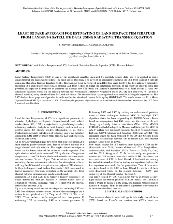 (PDF) Least Square Approach for Estimating of Land Surface Temperature ...