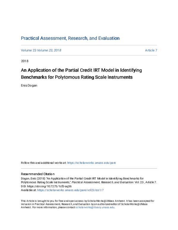 (PDF) An Application of the Partial Credit IRT Model in Identifying ...