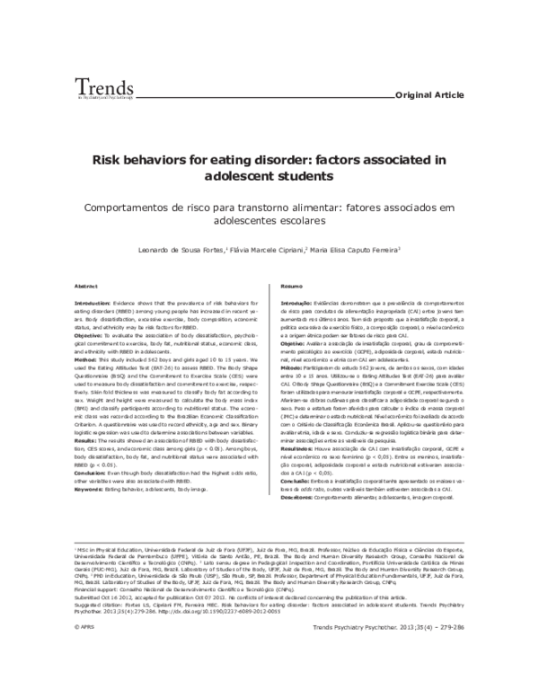 (PDF) Risk behaviors for eating disorder: factors associated in ...